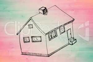 Composite image of hand drawn house