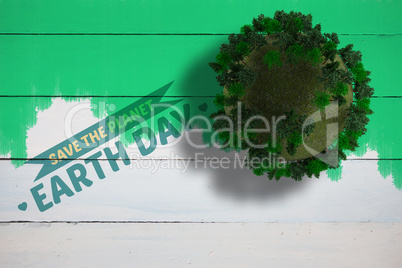 Composite image of sphere covered with forest