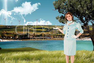 Composite image of air hostess