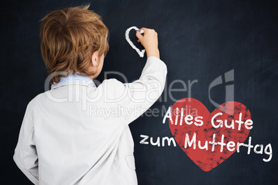 Composite image of cute pupil writing on board