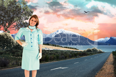 Composite image of air hostess