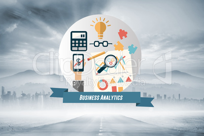 Composite image of business analytics graphic