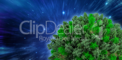 Composite image of sphere covered with forest