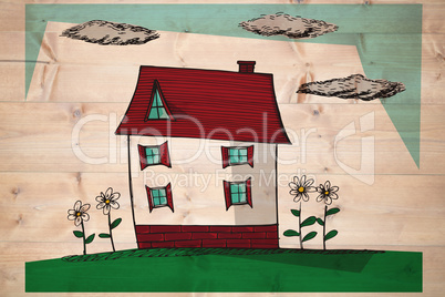 Composite image of hand drawn house