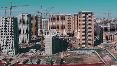 Flying Above Unfinished Buildings, aerial view