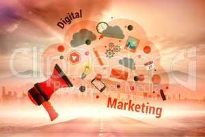 Composite image of digital marketing graphic