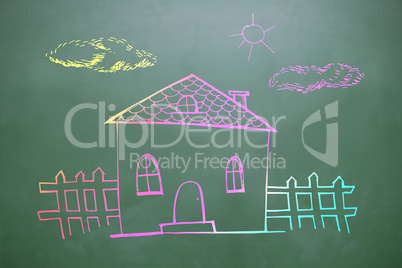 Composite image of hand drawn house