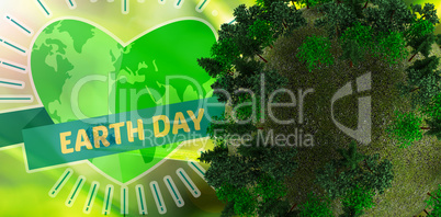 Composite image of sphere covered with forest