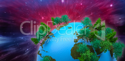 Composite image of earth with forest