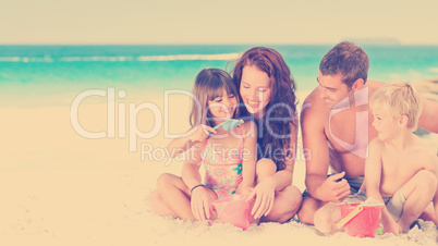 Portrait of a family at the beach