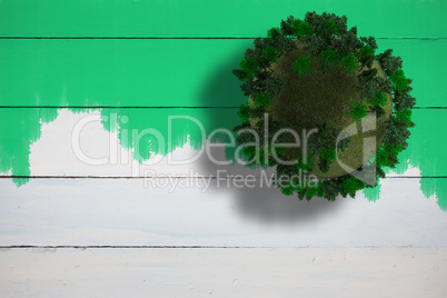 Composite image of sphere covered with forest