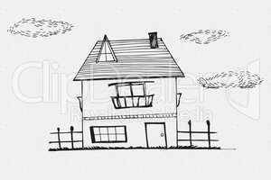 Composite image of hand drawn house