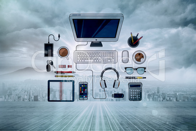 Composite image of office desk Composite image of office desk
