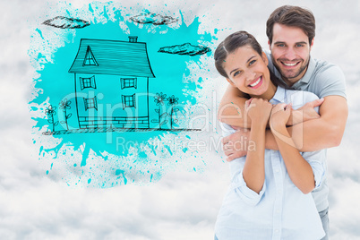 Composite image of cute couple smiling at camera