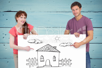 Composite image of couple looking at the camera