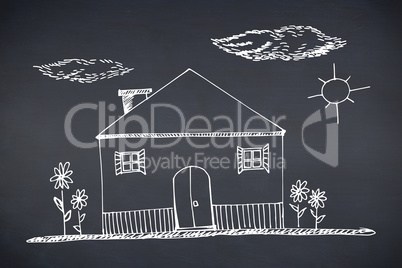 Composite image of hand drawn house