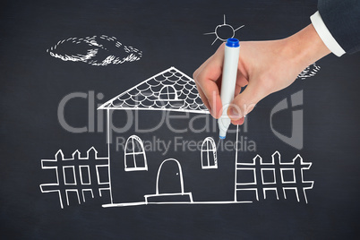 Composite image of hand writing with a marker