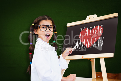 Composite image of cute pupil with chalkboard Composite image of cute pupil with chalkboard