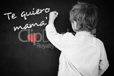 Composite image of schoolchild with blackboard