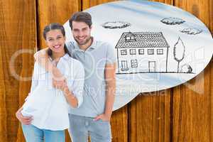 Composite image of cute couple smiling at camera