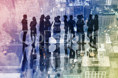 Composite image of many business people standing in a line