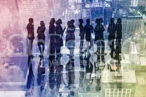 Composite image of many business people standing in a line