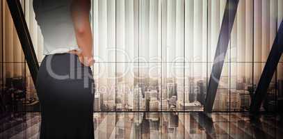 Composite image of businesswoman thinking