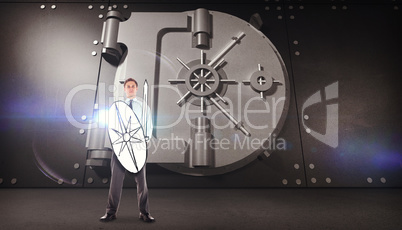 Composite image of corporate warrior