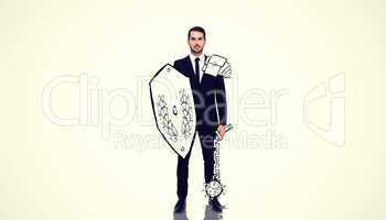 Composite image of corporate warrior