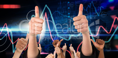 Composite image of hands showing thumbs up
