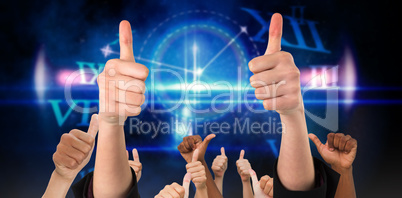 Composite image of hands showing thumbs up