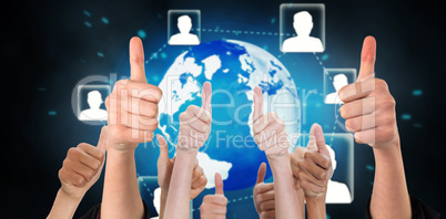 Composite image of hands showing thumbs up