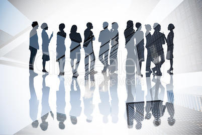 Composite image of many business people standing in a line