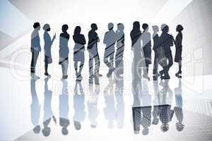 Composite image of many business people standing in a line