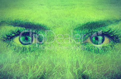 Grass overlay on face