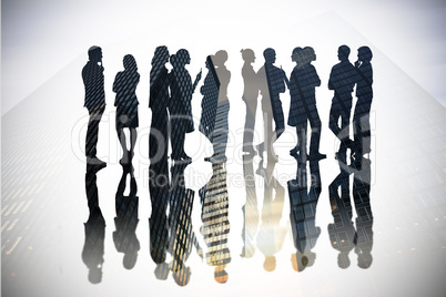 Composite image of many business people standing in a line