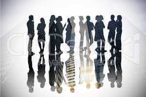 Composite image of many business people standing in a line