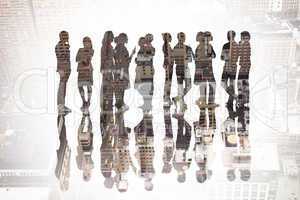 Composite image of many business people standing in a line