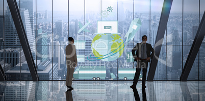 Composite image of businesswoman standing