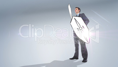 Composite image of corporate warrior