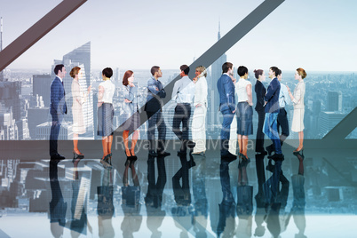 Composite image of many business people standing in a line