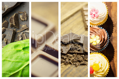 Composite image of chocolate and basil