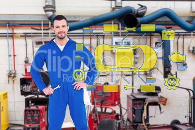 Composite image of smiling male mechanic