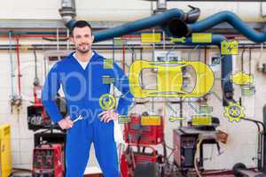 Composite image of smiling male mechanic