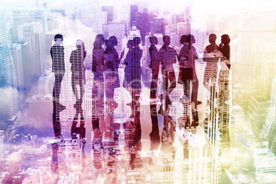 Composite image of many business people standing in a line