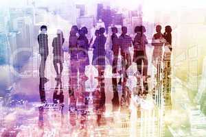 Composite image of many business people standing in a line