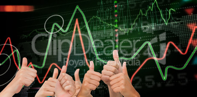 Composite image of hands giving thumbs up