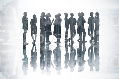 Composite image of many business people standing in a line