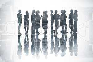 Composite image of many business people standing in a line