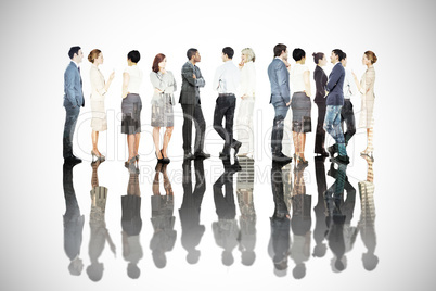 Composite image of many business people standing in a line